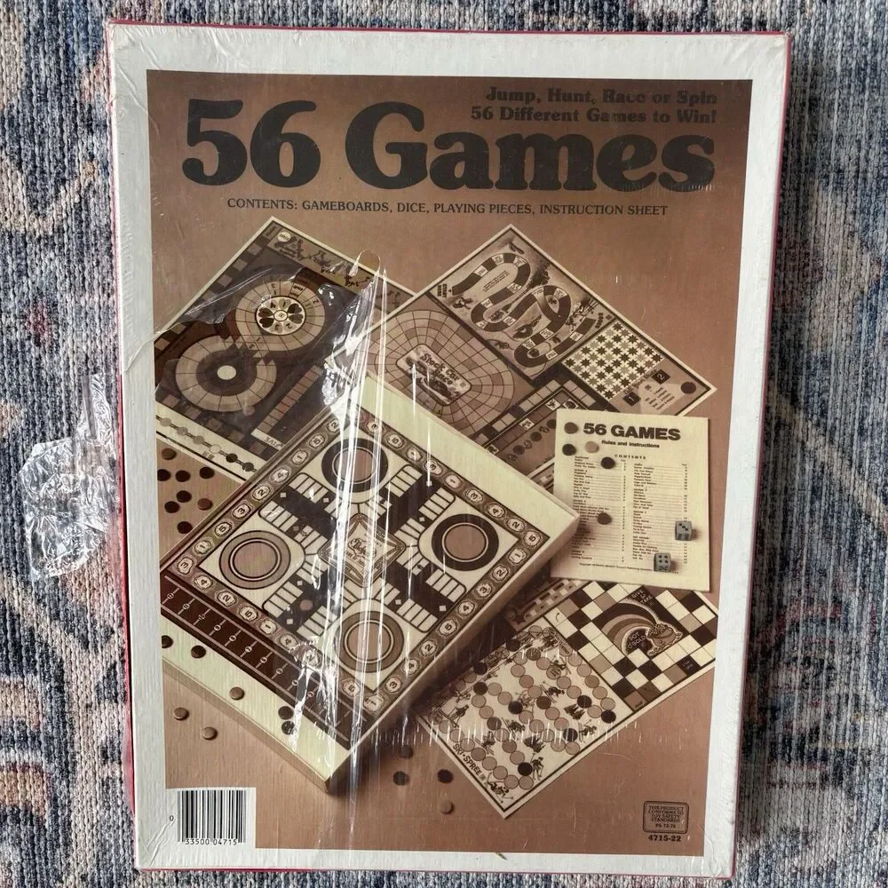 Vintage 56 Games Board Game Set 1981 Retro New Sealed Whitman Pachisi Complete